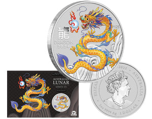ANDA Melbourne 2024 1oz Coloured Year of the Dragon Silver coin from the Perth Mint