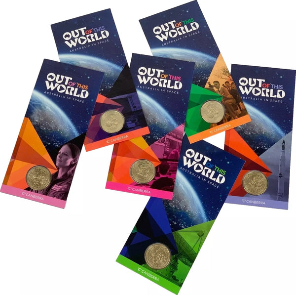 2024 $1 'Out of this World - Australia in Space' 6 'C' Counterstamp Carded Coins