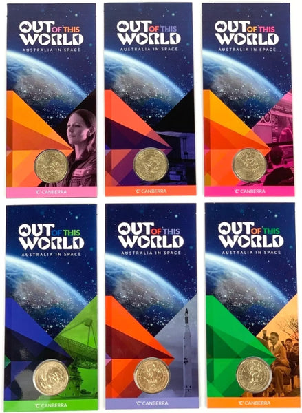 2024 $1 'Out of this World - Australia in Space' 6 'C' Counterstamp Carded Coins