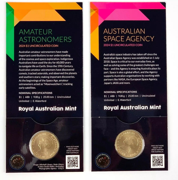 2024 $1 'Out of this World - Australia in Space' 6 'C' Counterstamp Carded Coins