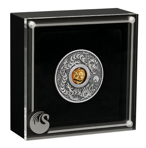 YEAR OF THE DRAGON ROTATING CHARM 2024 1OZ SILVER ANTIQUED COIN