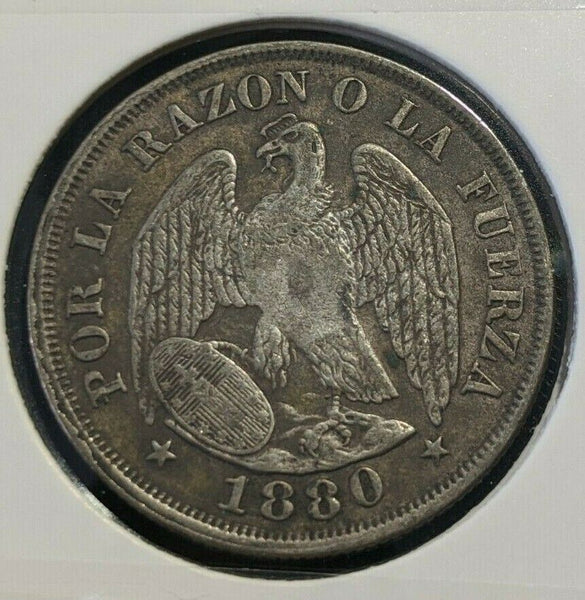 Chile 1880 20 Centavos Die Crack KM# 138.2