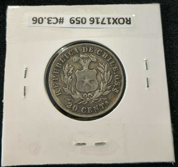 Chile 1880 20 Centavos Die Crack KM# 138.2