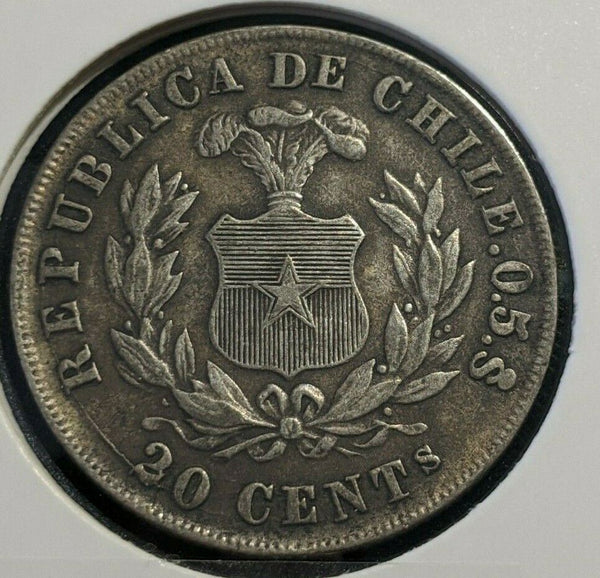 Chile 1880 20 Centavos Die Crack KM# 138.2