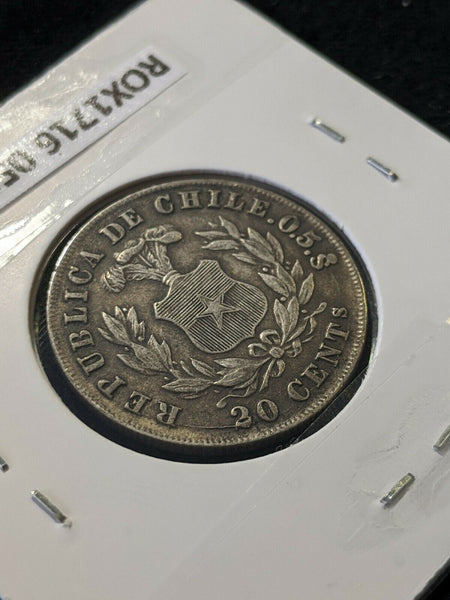 Chile 1880 20 Centavos Die Crack KM# 138.2