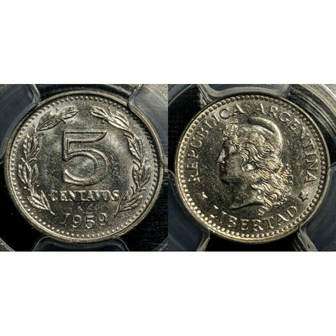 Argentina 1959 Five Cent 5c - PCGS MS65 GEM UNC   #273