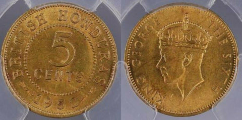 British Honduras 1952 5c Five Cents KM# 25 PCGS MS63 Choice UNC #1071