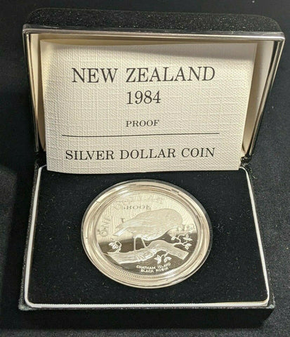 1984 New Zealand $1 Dollar Silver Proof Coin Chatham Island Black Robin    #631