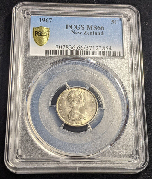 New Zealand 1967 Five Cent 5c PCGS MS66 GEM UNC #2038