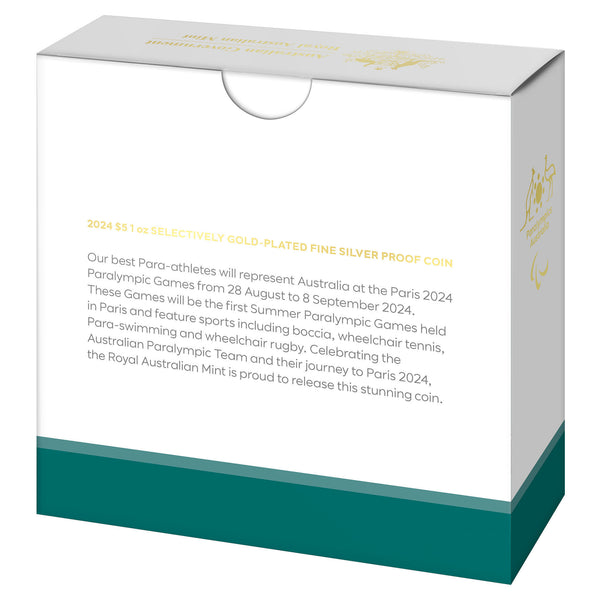 2024 $5 Australian Paralympic Team
Selectively Gold-Plated Silver Proof Coin