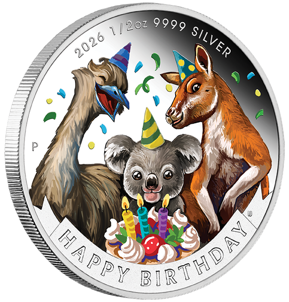 2026 1/2oz Happy Birthday Silver Proof Coloured Coin in Card