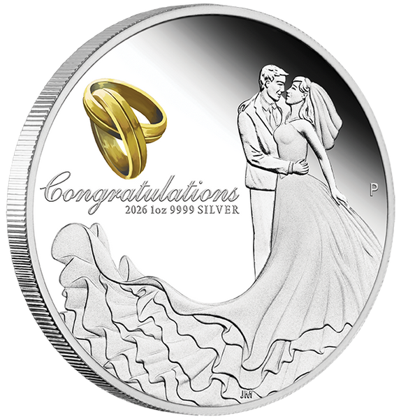 2026 1oz Wedding Silver Proof Coloured Coin