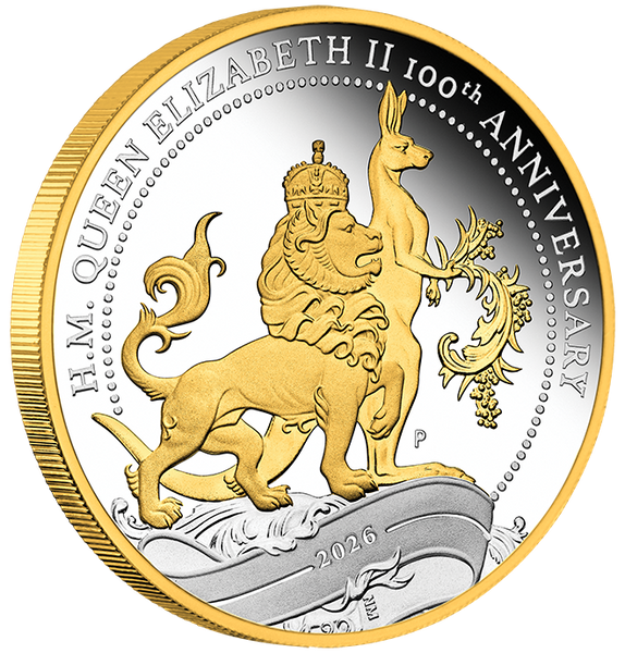 2026 1oz H.M. Queen Elizabeth II 100th Anniversary Silver Proof Gilded Coin