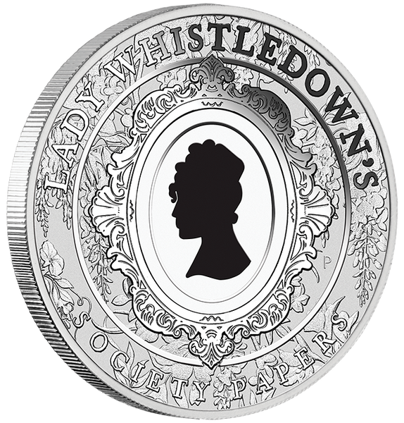 2026 1oz Bridgerton Lady Whistledown Coloured Silver Coin