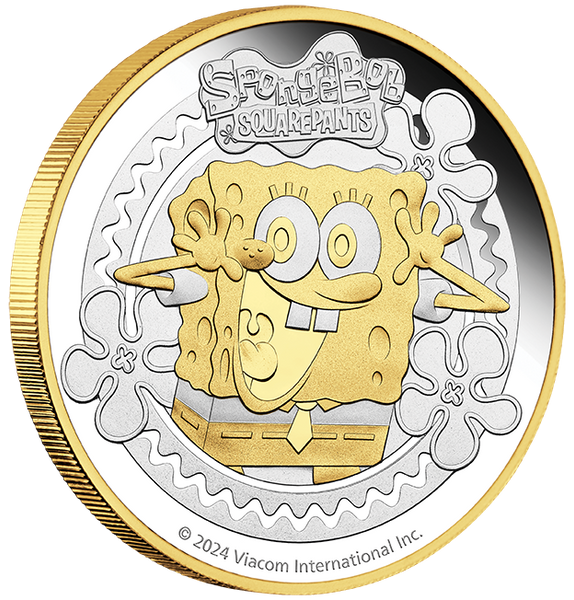 SpongeBob SquarePants 2024 2oz Silver Proof Gilded Coin