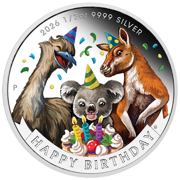 2026 1/2oz Happy Birthday Silver Proof Coloured Coin in Card