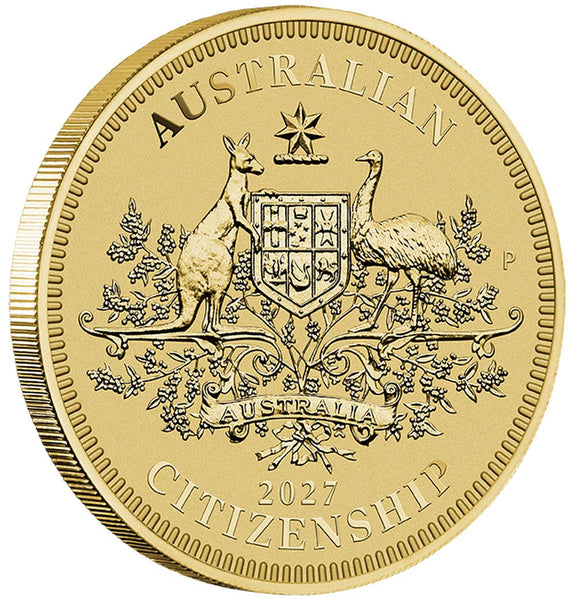 2027 Australian Citizenship $1 coin on edge