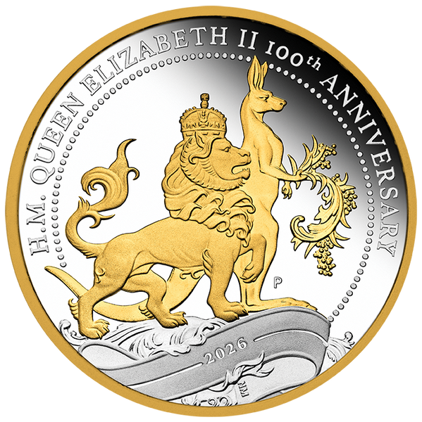2026 1oz H.M. Queen Elizabeth II 100th Anniversary Silver Proof Gilded Coin