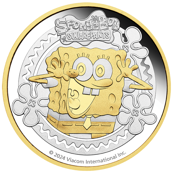 SpongeBob SquarePants 2024 2oz Silver Proof Gilded Coin