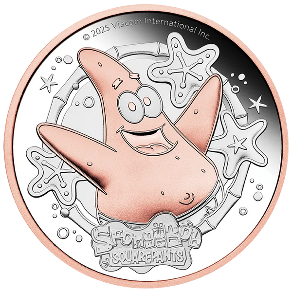 2025 SpongeBob SquarePants - Patrick Star 2oz Silver Proof Gilded Coin
