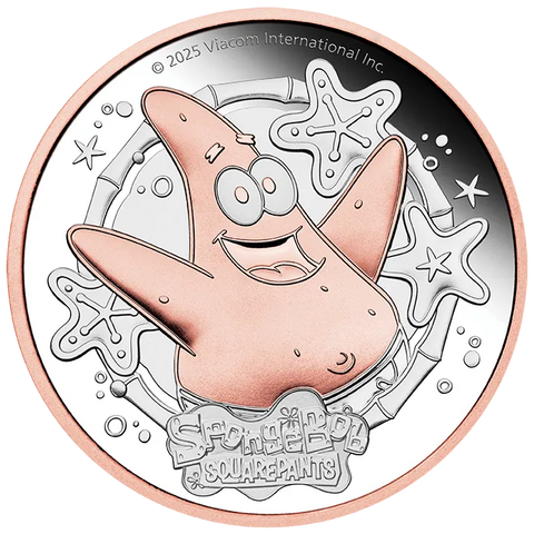 2025 SpongeBob SquarePants - Patrick Star 2oz Silver Proof Gilded Coin