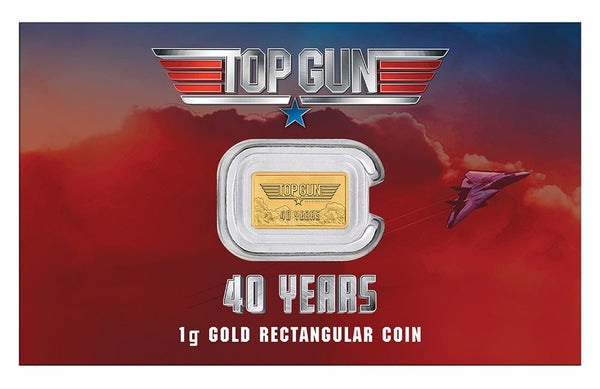 2026 40 Years of Top Gun 1g gold coin in card, front