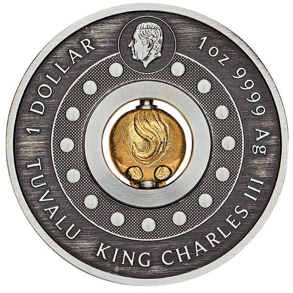 2026 1oz Year of the Horse Rotating Charm Silver Antiqued Coin