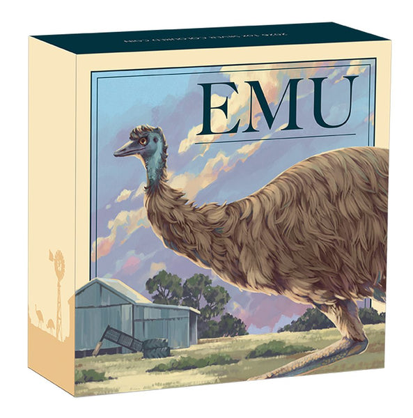 2026 Australian Emu 1oz silver coloured coin in shipper box
