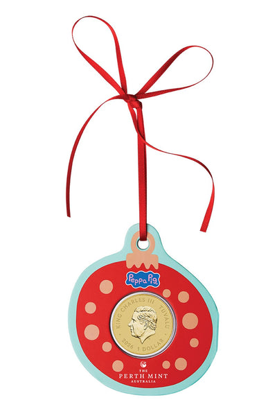 2026 Peppa Pig Christmas collector coin in bauble card, back