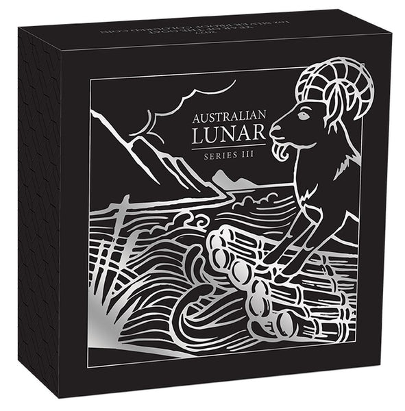 2027 Year of the Goat 1oz silver proof coloured coin in shipper box