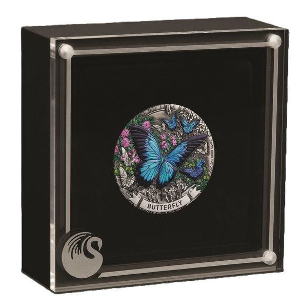 Australia Butterfly 2026 $2 Colour 2oz Silver Antique Coin