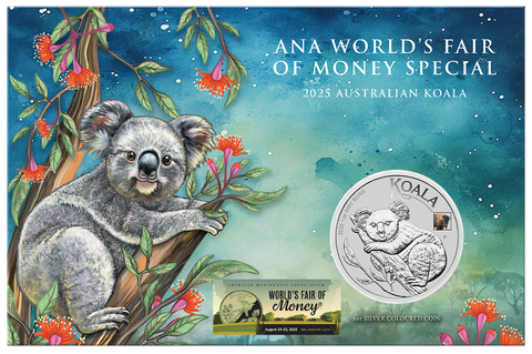 2025 ANA World’s Fair of Money Australian Koala $1 Privy Mark 1oz Silver Brilliant Uncirculated Coin