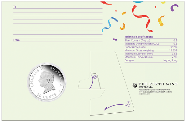 2026 1/2oz Happy Birthday Silver Proof Coloured Coin in Card