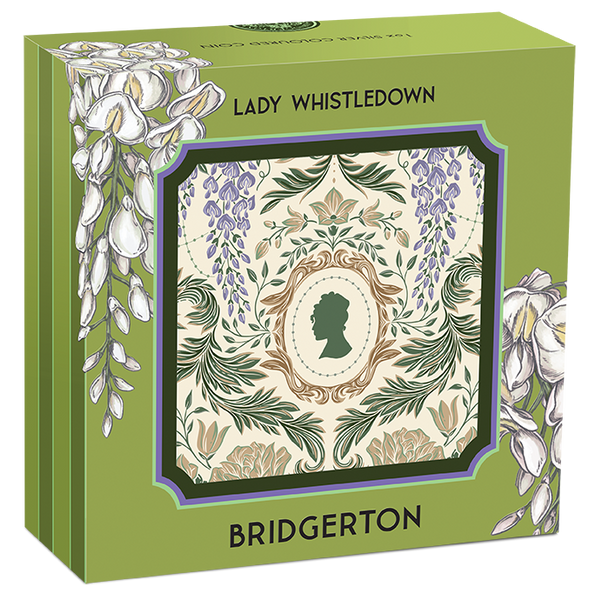 2026 1oz Bridgerton Lady Whistledown Coloured Silver Coin