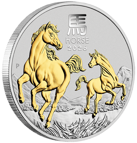 Australian Lunar Series III Year Of The Horse 2026 1oz Silver Gilded Coin