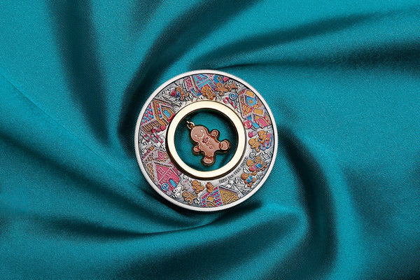 2026 Gingerbread Christmas 2oz silver antiqued coloured coin lifestyle image 2