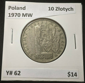Poland 1970 MW 10 Złotych Y# 62 #050
