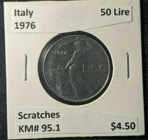 Italy 1976 50 Lire KM# 95.1 Scratches #413