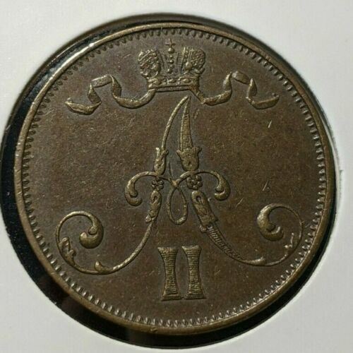 Finland 1875 5 Penniä KM# 4.2 #148