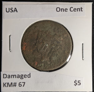 USA One Cent KM# 67 Damaged #571 #28A