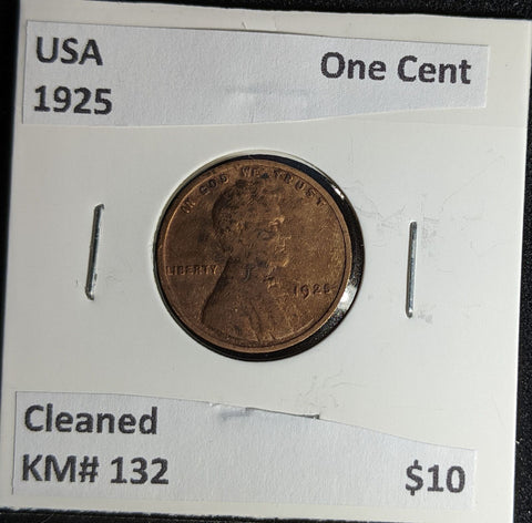 USA 1925 One Cent KM# 132 Cleaned #567 #28A