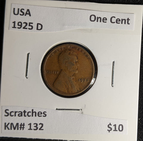 USA 1925 D One Cent KM# 132 Scratches #559 #28A
