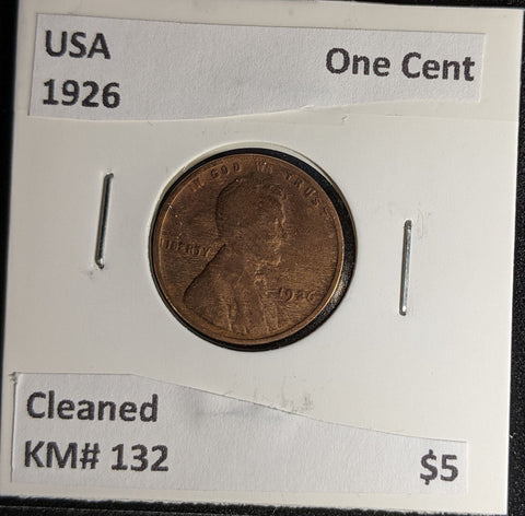 USA 1926 One Cent KM# 132 Cleaned #584 #28A