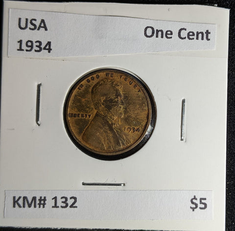 USA 1934 One Cent KM# 132 #553 #28A