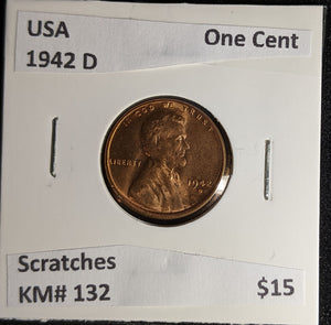USA 1942 D One Cent KM# 132 Scratches #577 #28A
