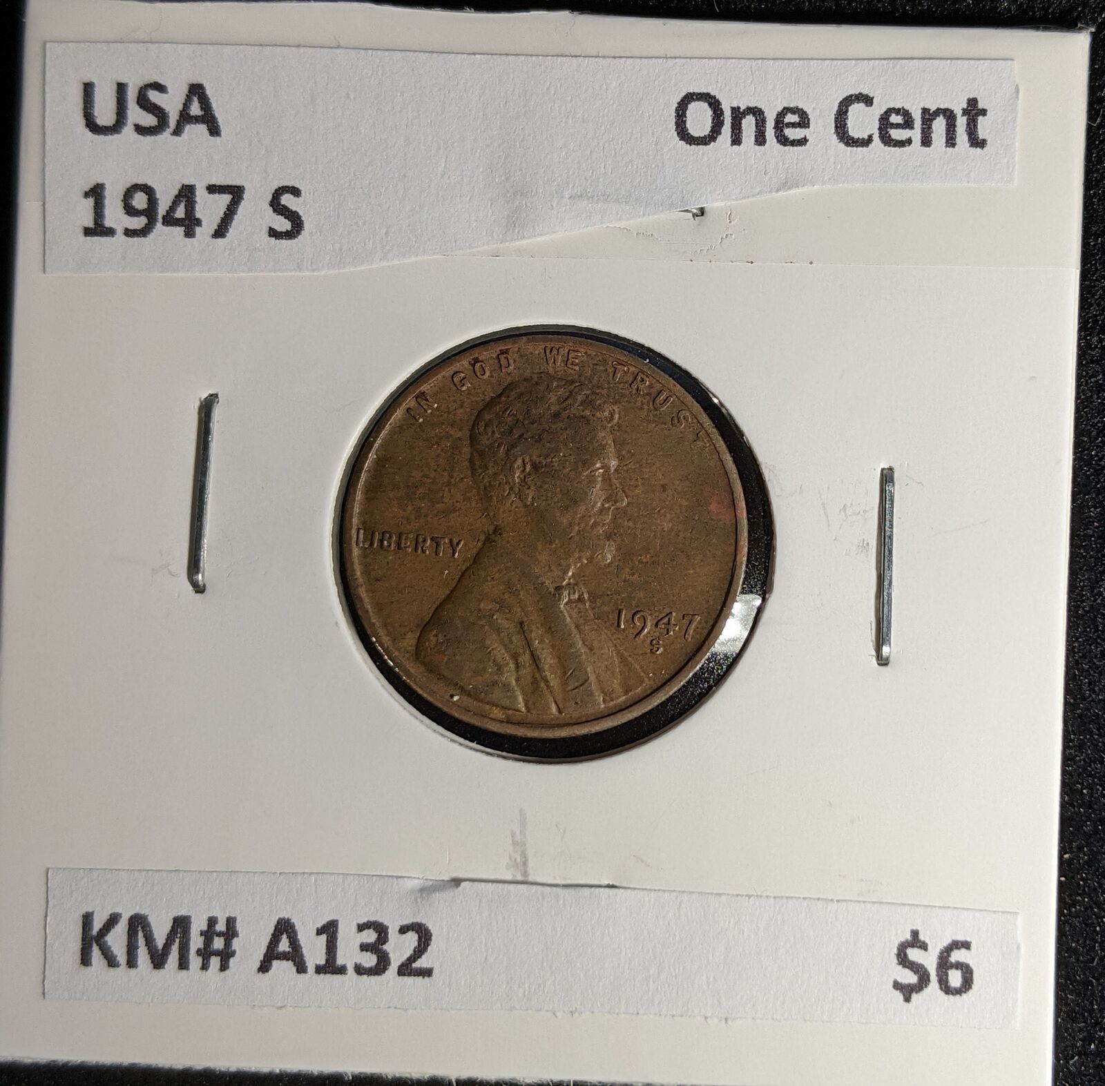 USA 1947 S One Cent KM# A132 #587 #28A