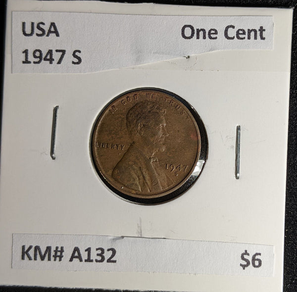 USA 1947 S One Cent KM# A132 #587 #28A