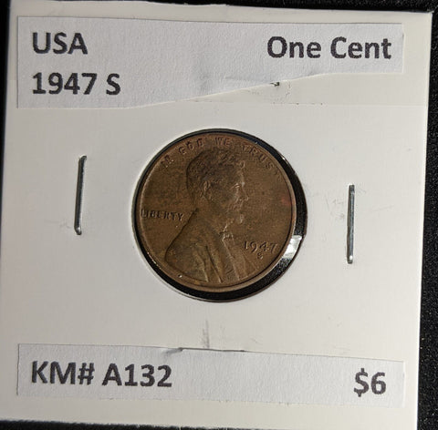 USA 1947 S One Cent KM# A132 #587 #28A