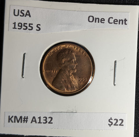USA 1955 S One Cent KM# A132 #591 #28A