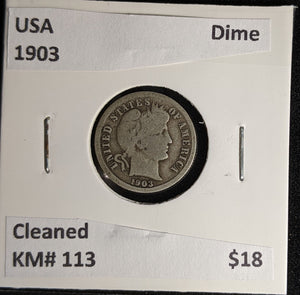 USA 1903 Dime KM# 113 Cleaned #599 #28A